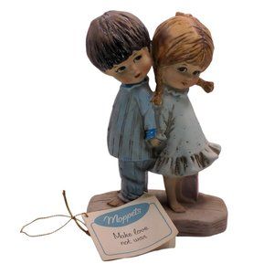 VTG 1971 Fran Mar Gorham Moppets Figurine Pajama Boy Girl Make Love Not War